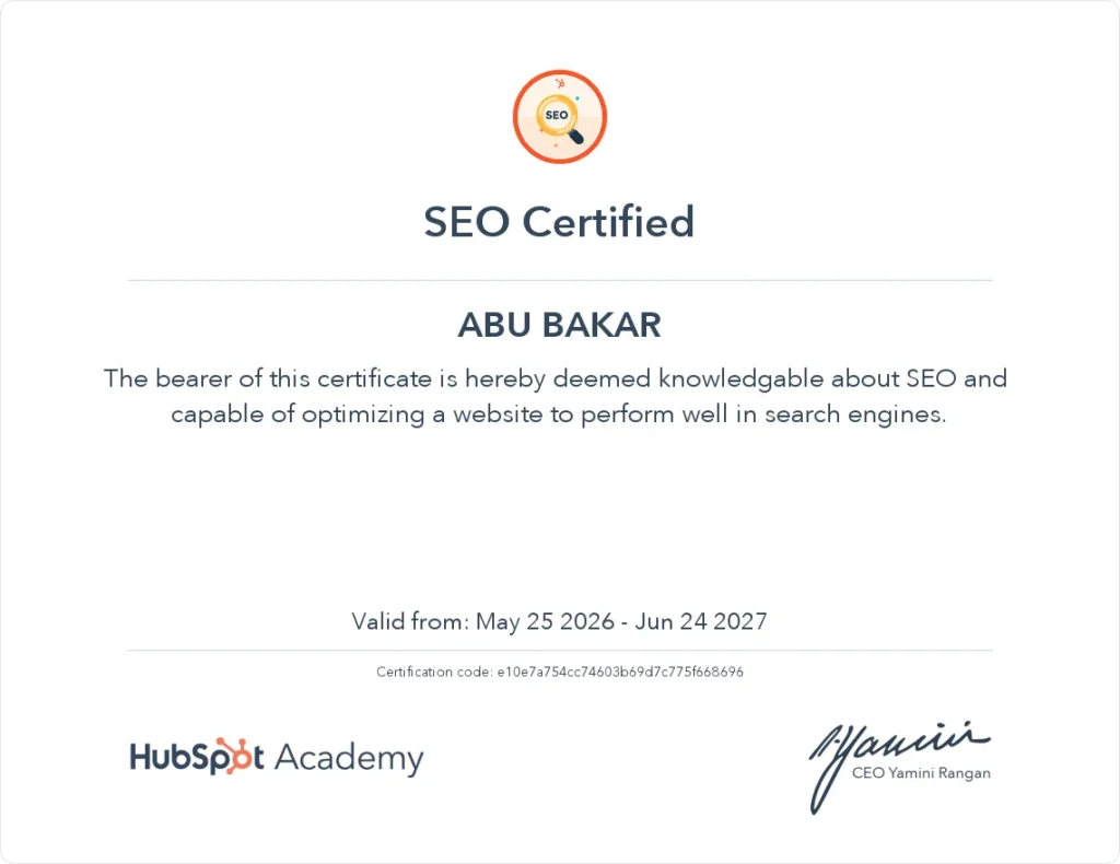 hubspot certificate